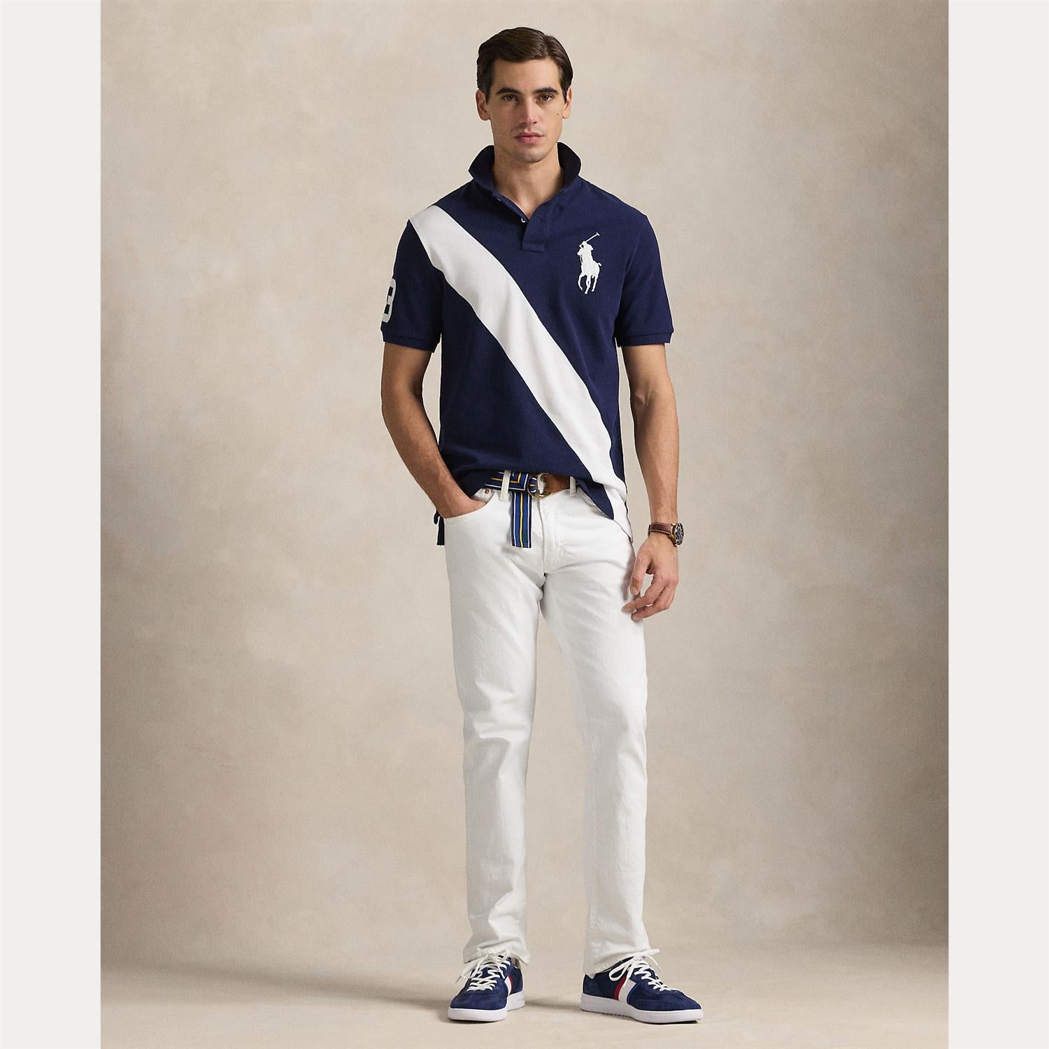 CUSTOM SLIM FIT BIG PONY MESH POLO SHIRT - Main Image